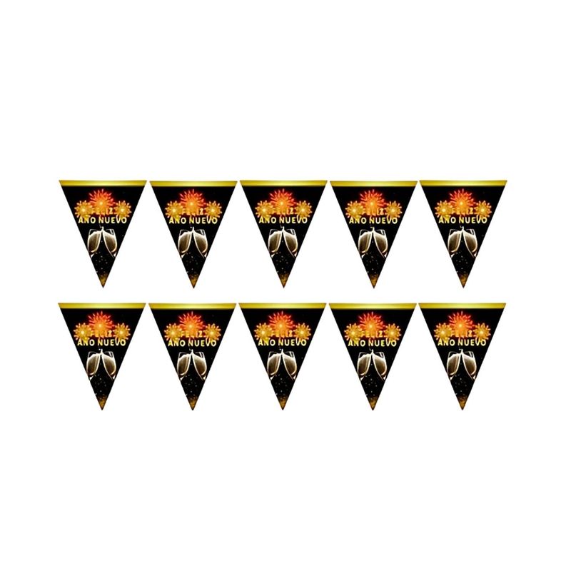 GENERICO - Banderín Feliz Año Nuevo 3m Decoración Dorado Negro