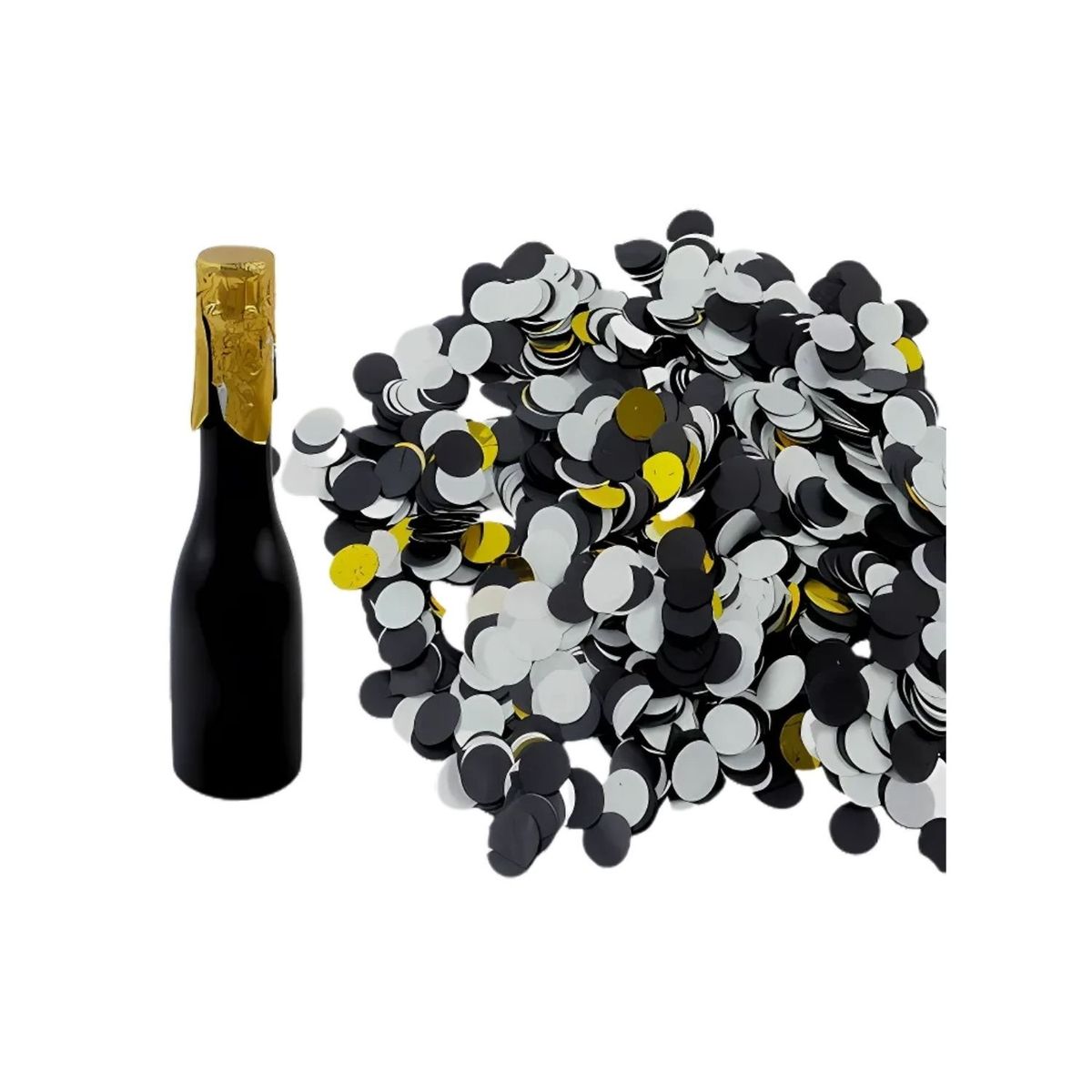 GENERICO - Lanza Confeti Botella Champán Negro 5x16cm 1 Pieza Fiesta