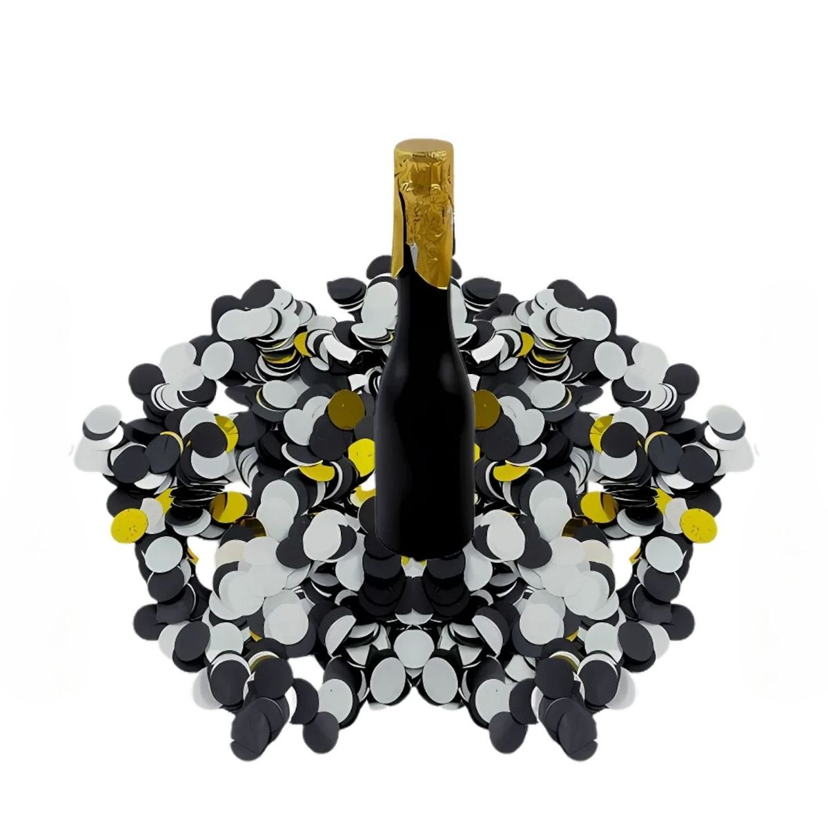 GENERICO - Lanza Confeti Botella Champán Negro 5x16cm 1 Pieza Fiesta