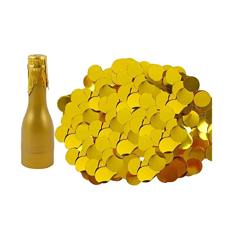 GENERICO - Lanza Confeti Botella Champán Dorado 5x16cm 1 Pieza Fiesta