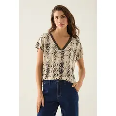 ASH - Polera Manga Corta Beige Mujer