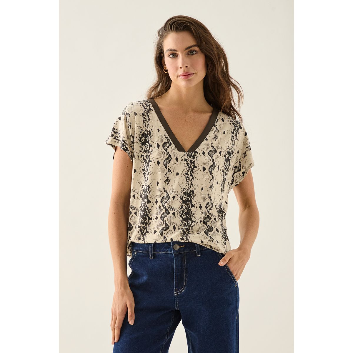 ASH - Polera Manga Corta Beige Mujer Ash