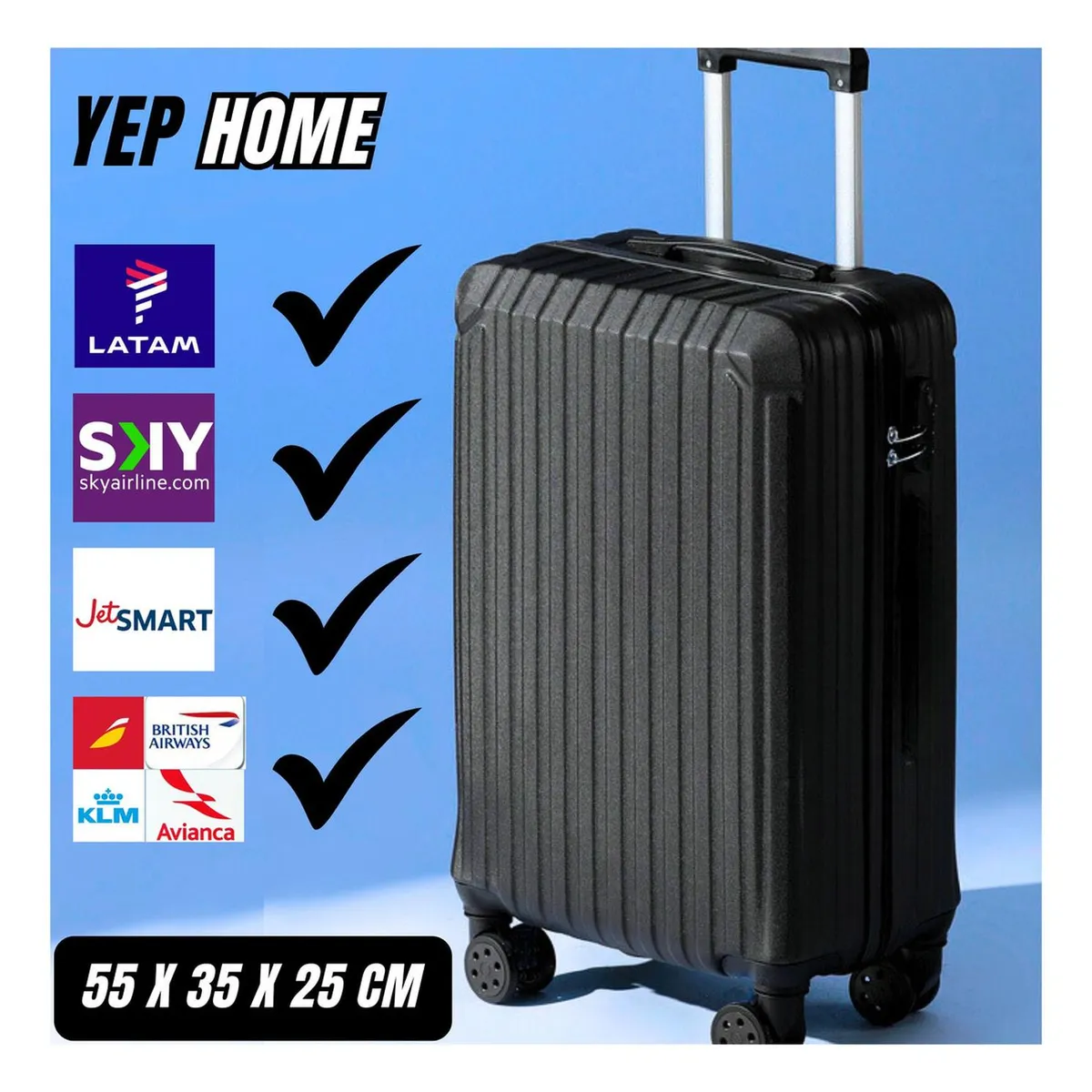 YEP S - Maleta Cabina Medida Oficial Universal Con Clave Yep Home