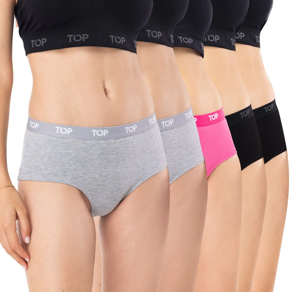 TOP - Calzón Pantaletas Algodón Con Elástico Pack 5 TOP