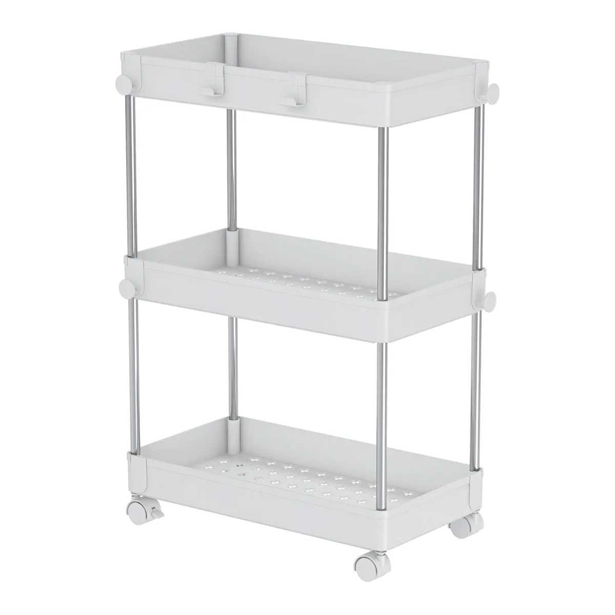 GENERICO - Carrito Carro Organizador Ruedas Multiuso 3 Niveles-Blanco L