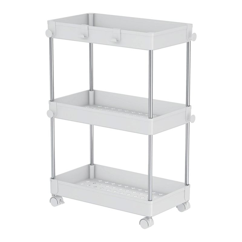 GENERICO - Carrito Carro Organizador Ruedas Multiuso 3 Niveles-Blanco L
