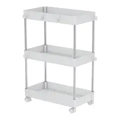 GENERICO - Carrito Carro Organizador Ruedas Multiuso 3 Niveles-Blanco L