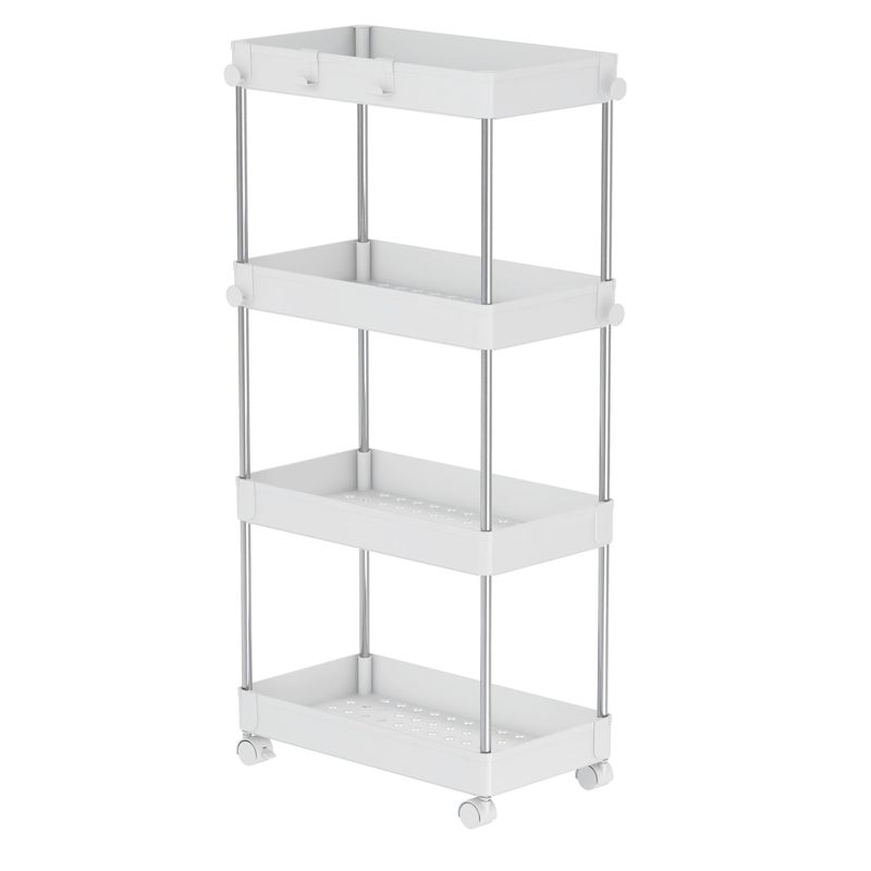 GENERICO - Carrito Carro Organizador Ruedas Multiuso 4 Niveles-Blanco L