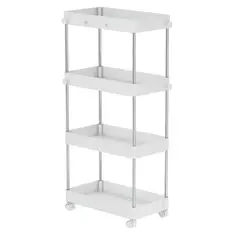 GENERICO - Carrito Carro Organizador Ruedas Multiuso 4 Niveles-Blanco L