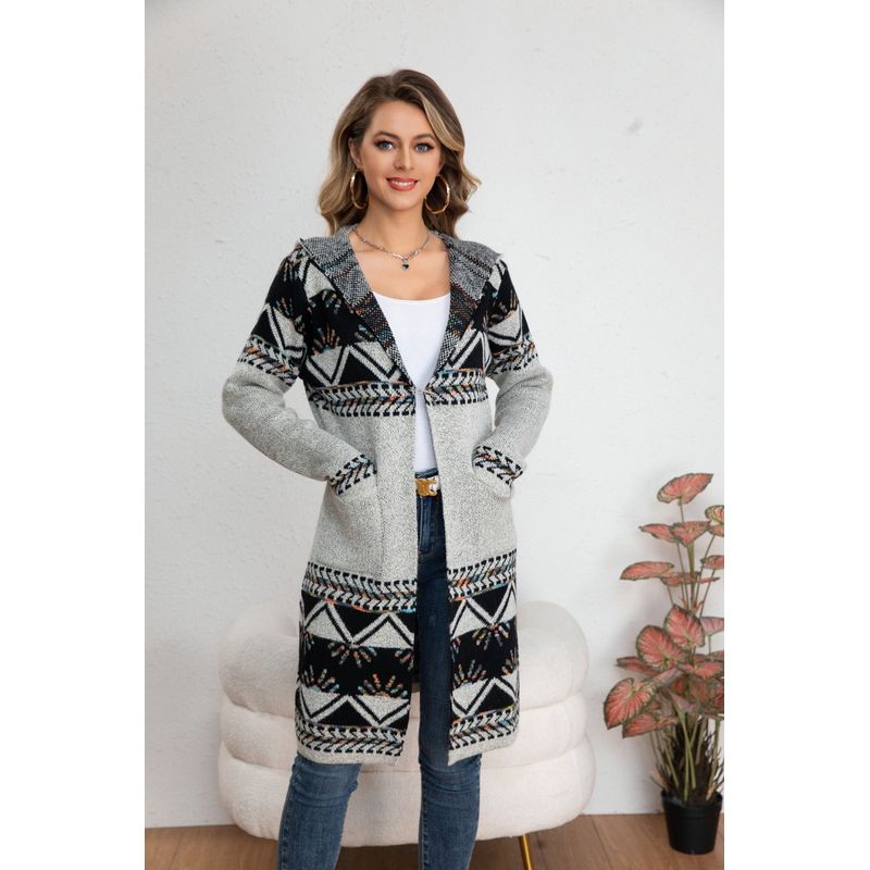 MPROPIA - Sweater Largo Tapado Tipo Cardigan Mujer Abrigo Etnico Tendencia 7011
