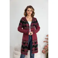 MPROPIA - Sweater Largo Tapado Tipo Cardigan Mujer Abrigo Etnico Tendencia 7011