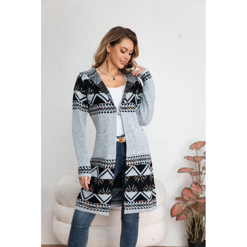 MPROPIA - Sweater Largo Tapado Tipo Cardigan Mujer Abrigo Etnico Tendencia 7011