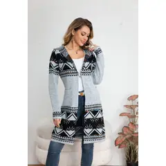 MPROPIA - Sweater Largo Tapado Tipo Cardigan Mujer Abrigo Etnico Tendencia 7011
