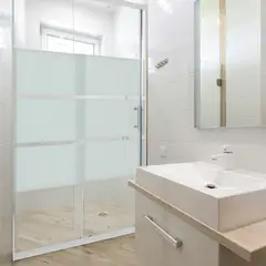 JOYTEK - Mampara Ajustable Blanca con diseño 2 hojas 120-135x185cm