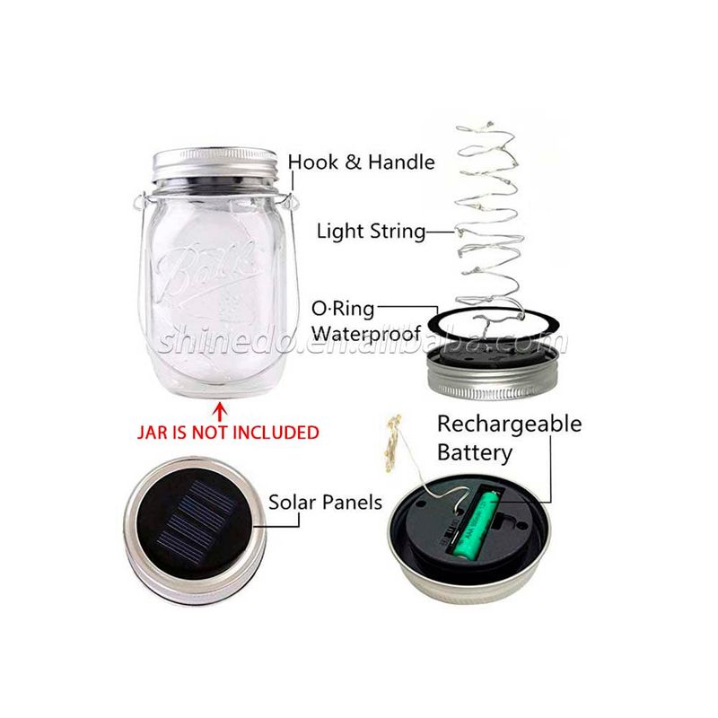 GENERICO - Lámpara solar Led de luces hada fría en frasco de vidrio