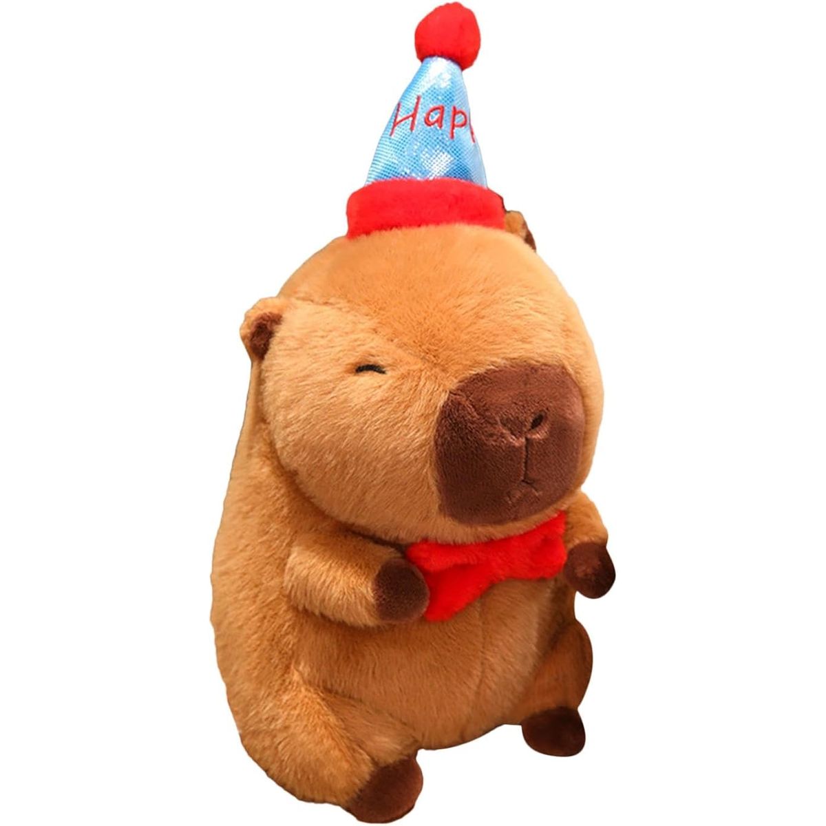 NEWTREE - PELUCHE CAPIBARA CON GORRO DE FIESTA  Y MOÑO 28CM