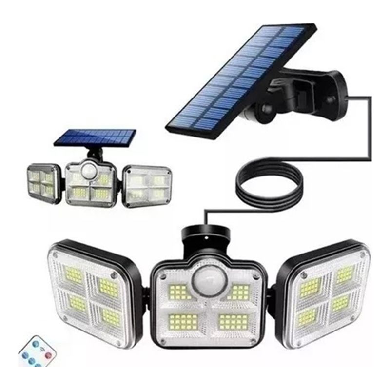 GENERICO - Luz Solar Foco Triple Cabezal Con Sensor De Movimientos