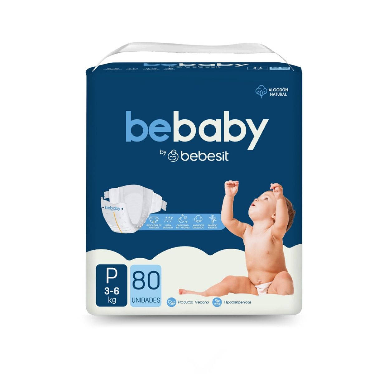 BEBESIT - Pañales BeBaby Premium By Bebesit P 80u Hipoalergénico