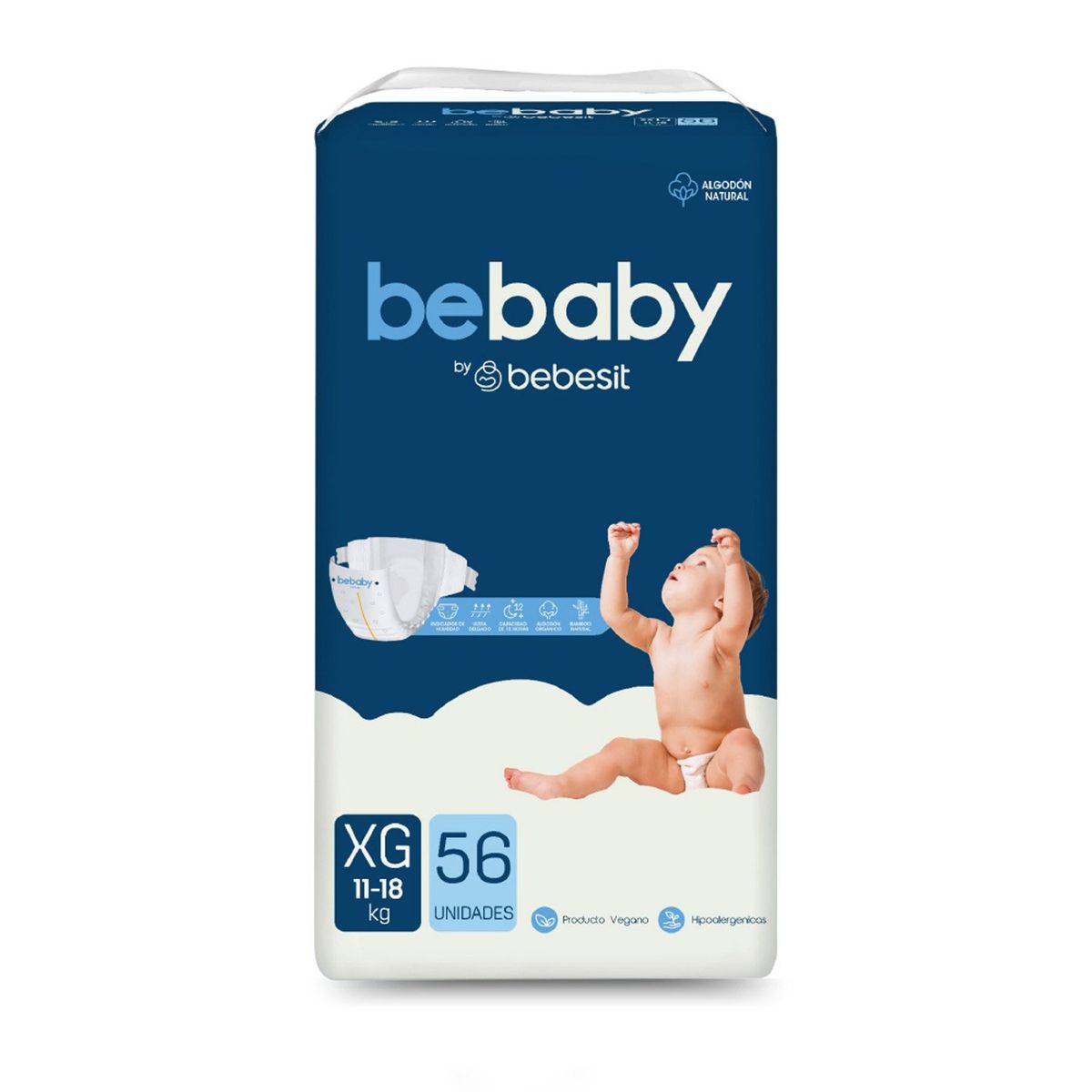 BEBESIT - Pañales BeBaby Premium By Bebesit XG 56u Hipoalergénico
