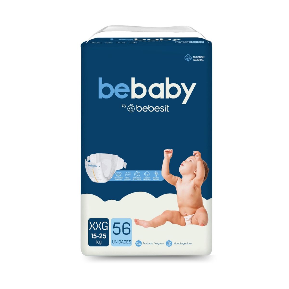 BEBESIT - Pañales BeBaby Premium By Bebesit XXG 56u Hipoalergénico