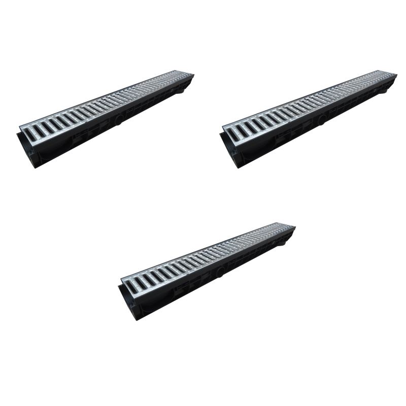ARTHOME - 3 CANALETAS 100x100MM CON REJILLA SUPERIOR ACERO GALVANIZADO ARTHOME