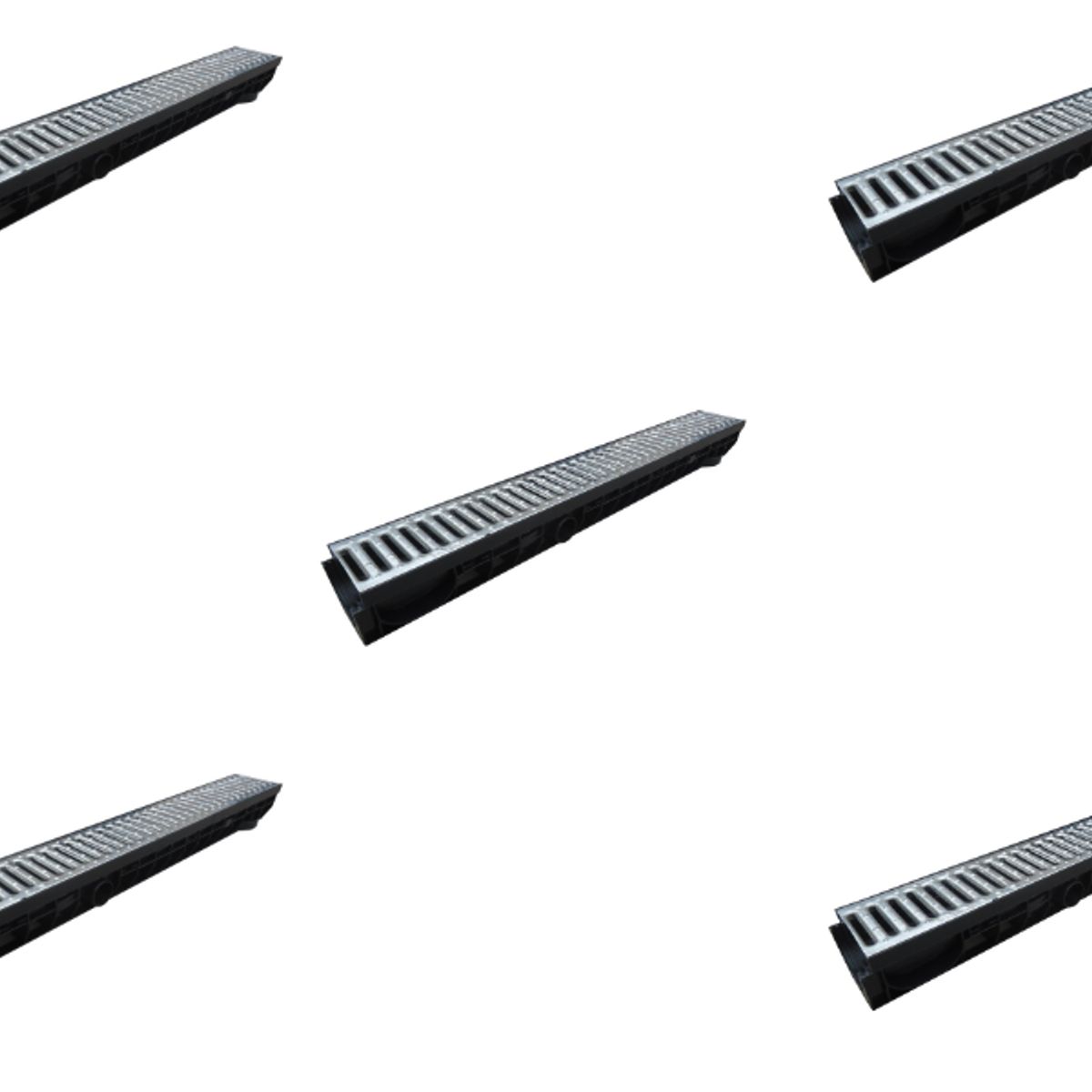 ARTHOME - 5 CANALETAS 100x100MM CON REJILLA SUPERIOR ACERO GALVANIZADO ARTHOME