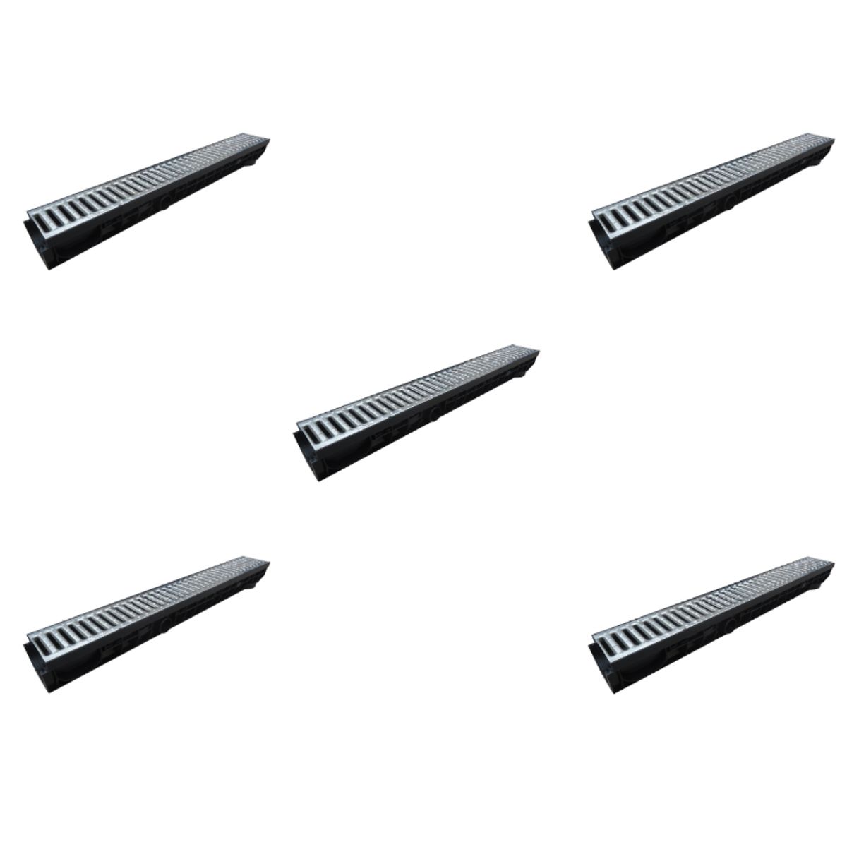 ARTHOME - 5 CANALETAS 100x100MM CON REJILLA SUPERIOR ACERO GALVANIZADO ARTHOME