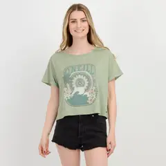 O'NEILL - POLERA MANGA CORTA MOMENT CROP VERDE
