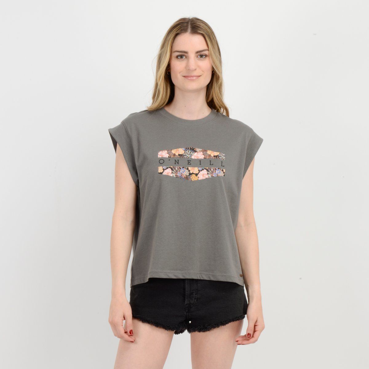 O'NEILL - POLERA MANGA CORTA BOTANIC  GRIS OSCURO