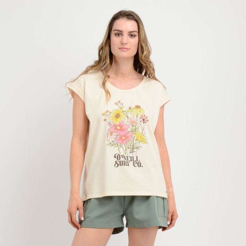 O'NEILL - POLERA MANGA CORTA BOUQUET BEIGE CLARO