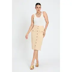 ASH - Falda Larga Beige Mujer