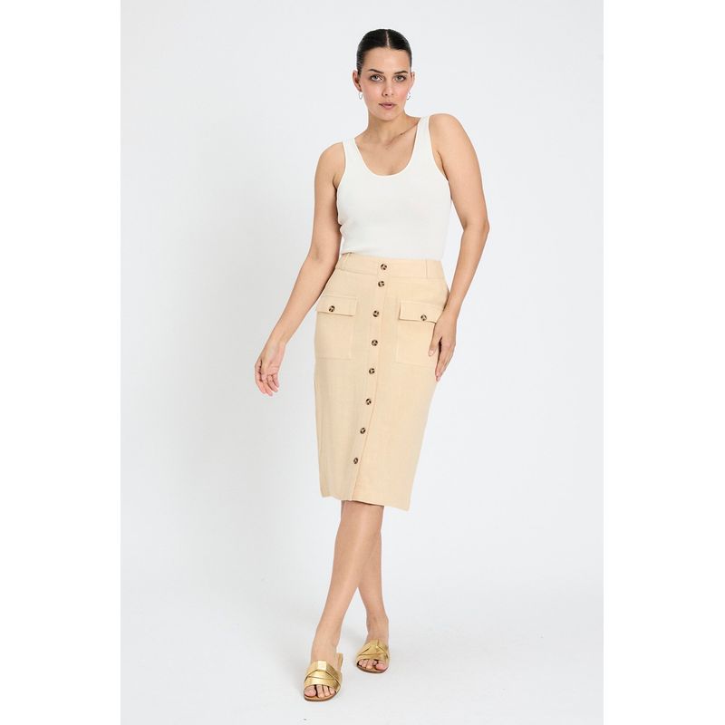 ASH - Falda Lisa Larga Beige Ash