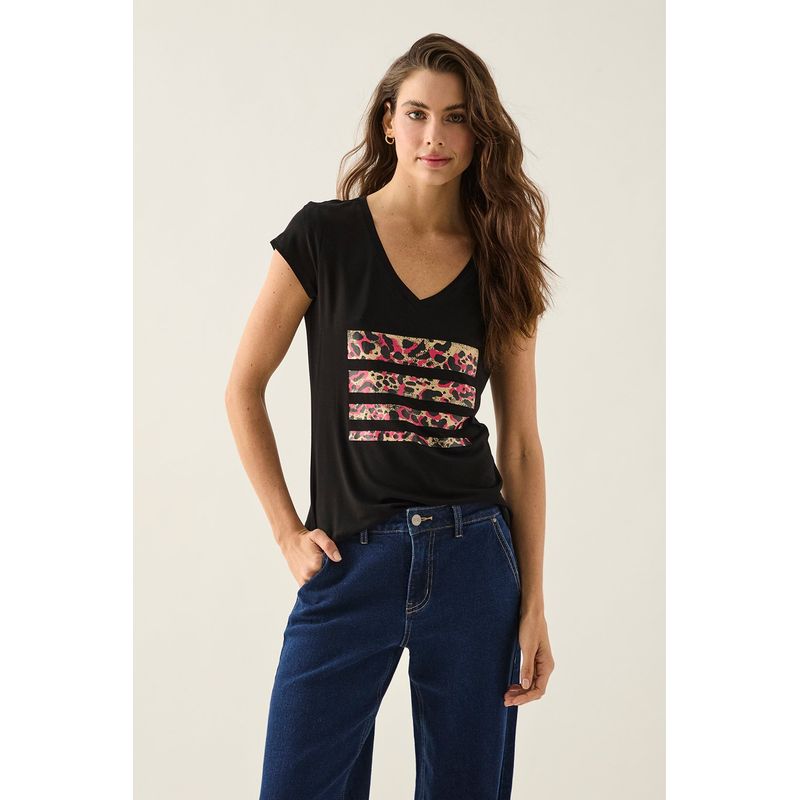 ASH - Polera Manga Corta Negro Mujer Ash