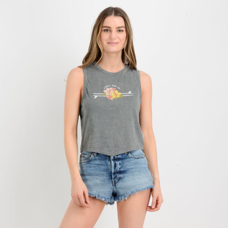 O'NEILL - POLERA SIN MANGAS TROPICAL SURF  GRIS OSCURO