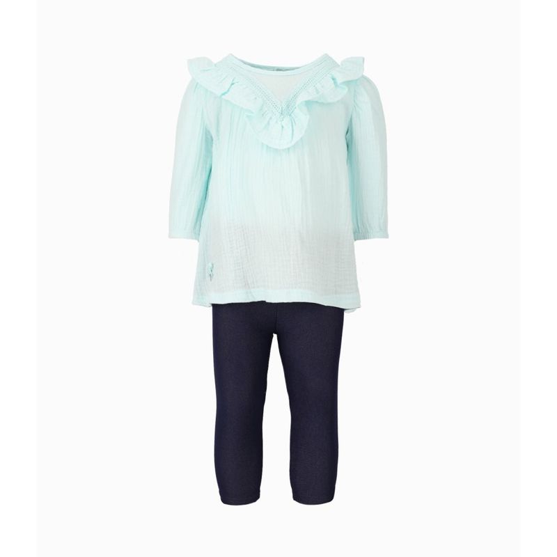 LIMONADA - Conjunto bebé de vestido y calzas Verde Limonada