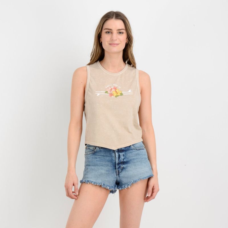 O'NEILL - POLERA SIN MANGAS TROPICAL SURF  BEIGE OSCURO