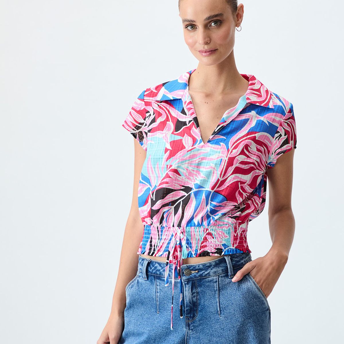 IO - Blusa Manga Corta Fucsia Mujer Io
