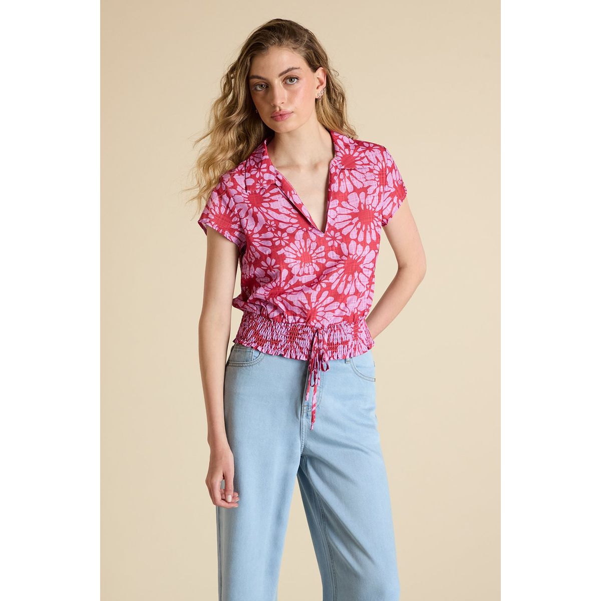 IO - Blusa Manga Corta Rojo Mujer Io