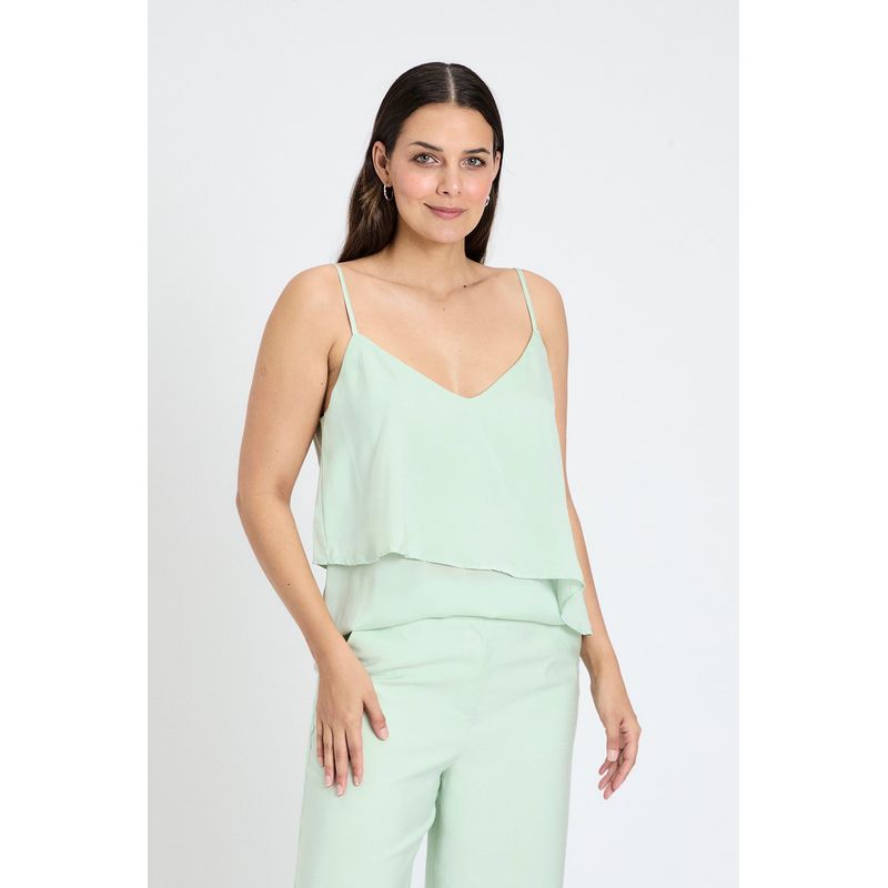 ASH - Blusa Sin Mangas Verde Pistacho Mujer Ash