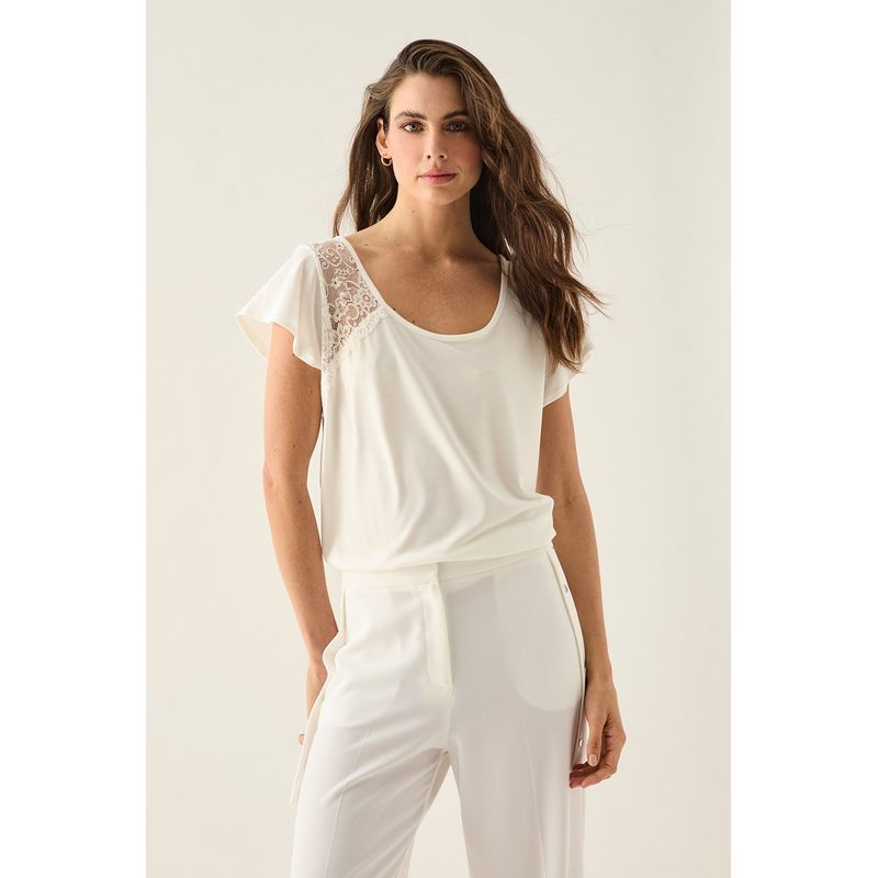 ASH - Polera Manga Corta Crudo Mujer Ash