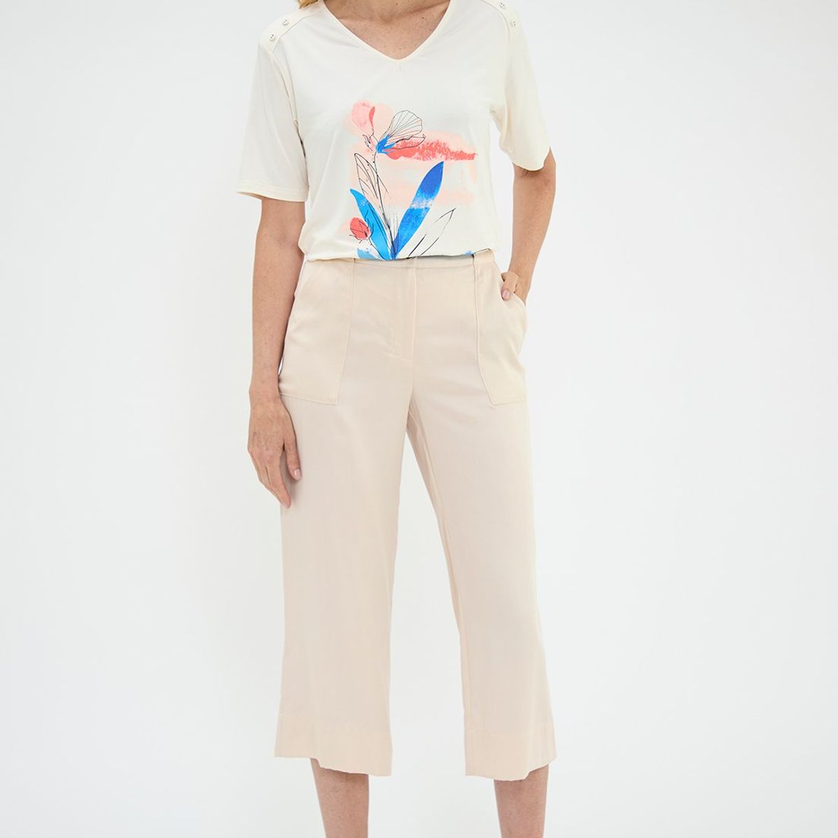 MA GRIFFE - Pantalon Casual Beige Mujer Magriffe