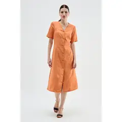 MA GRIFFE - Vestido Largo Naranjo Mujer Magriffe
