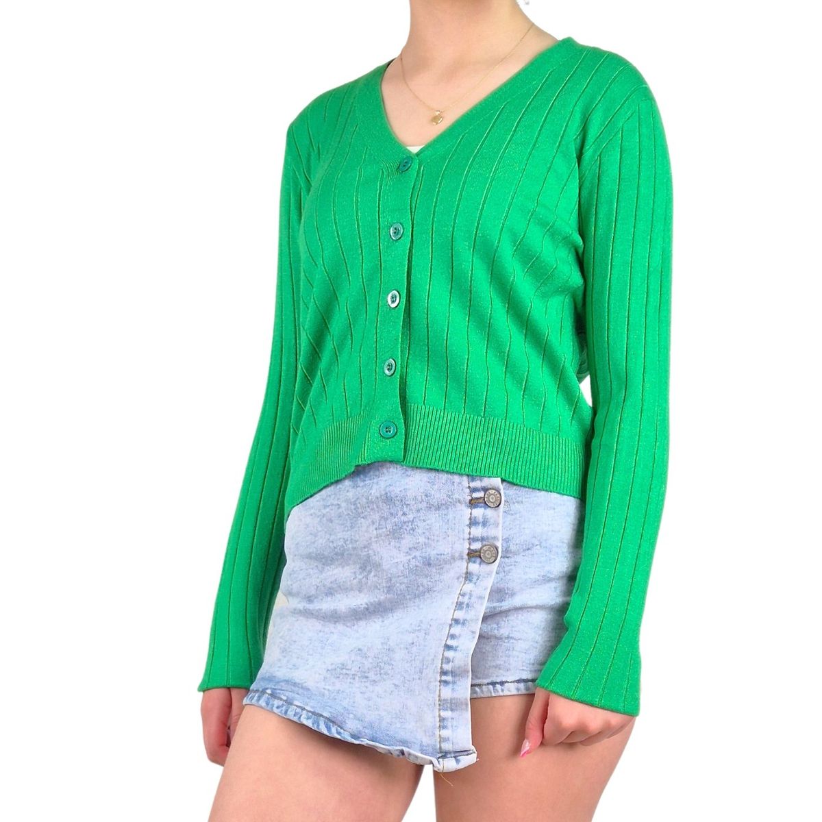 LIKE SHOP - Sweater Mujer Cardigan Botones Otoño Cuello V Diseño 6009