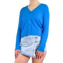 MPROPIA - Sweater Mujer Cardigan Botones Otoño Cuello V Diseño 6009