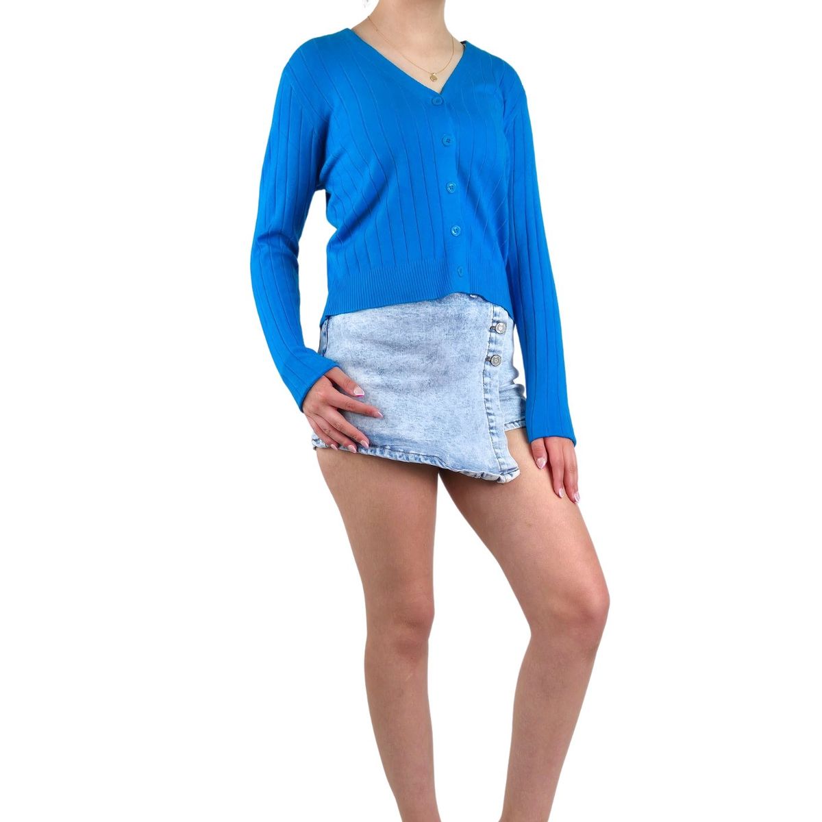 LIKE SHOP - Sweater Mujer Cardigan Botones Otoño Cuello V Diseño 6009