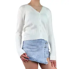 MPROPIA - Sweater Mujer Cardigan Botones Otoño Cuello V Diseño 6009