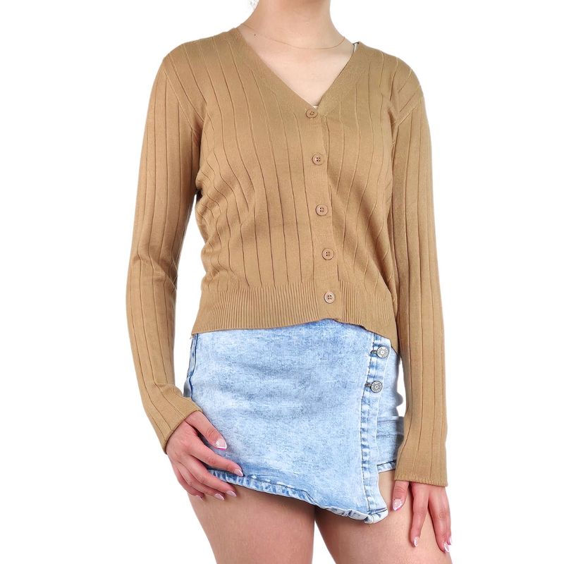 MPROPIA - Sweater Mujer Cardigan Botones Otoño Cuello V Diseño 6009