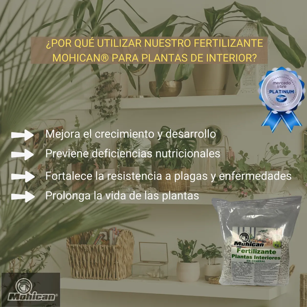 MOHICAN - FERTILIZANTE PARA PLANTAS INTERIOR BOLSA 1 KG MOHICAN