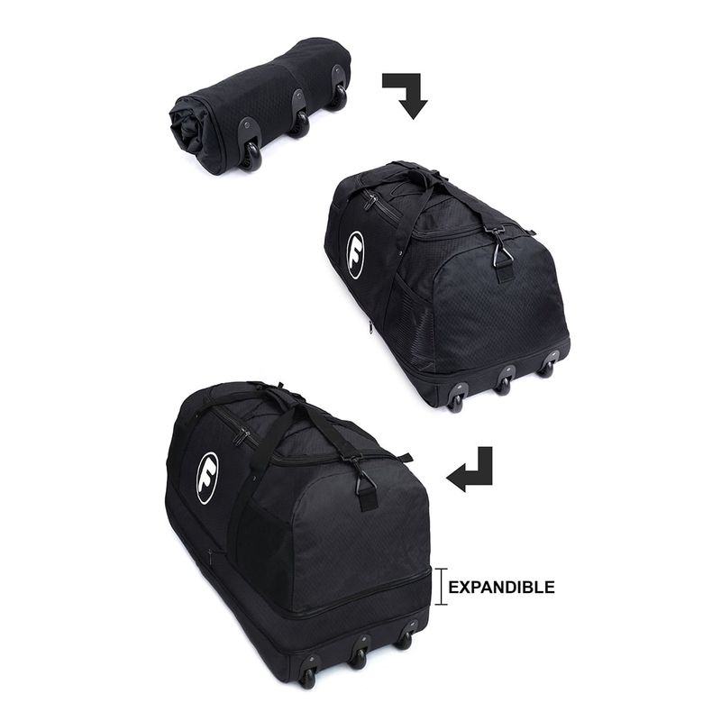 F LA MALETA DE CHILE - Bolso XL Kong negro enrollable con ruedas 130 ltrs F la Maleta