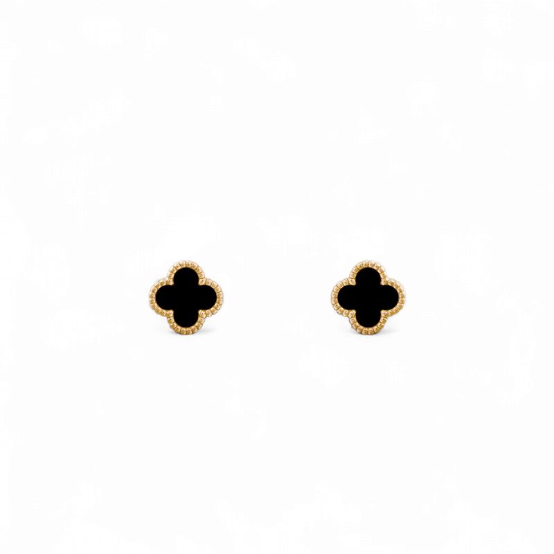 AMBAR - Aros Sweet Clovers Onix Trébol Dorado